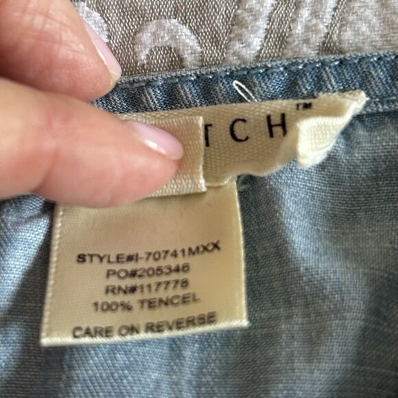 Lovestitch Sundress Women L Blue Chambray Maxi Straps Slit Preppy Boho Beach - Picture 4 of 12